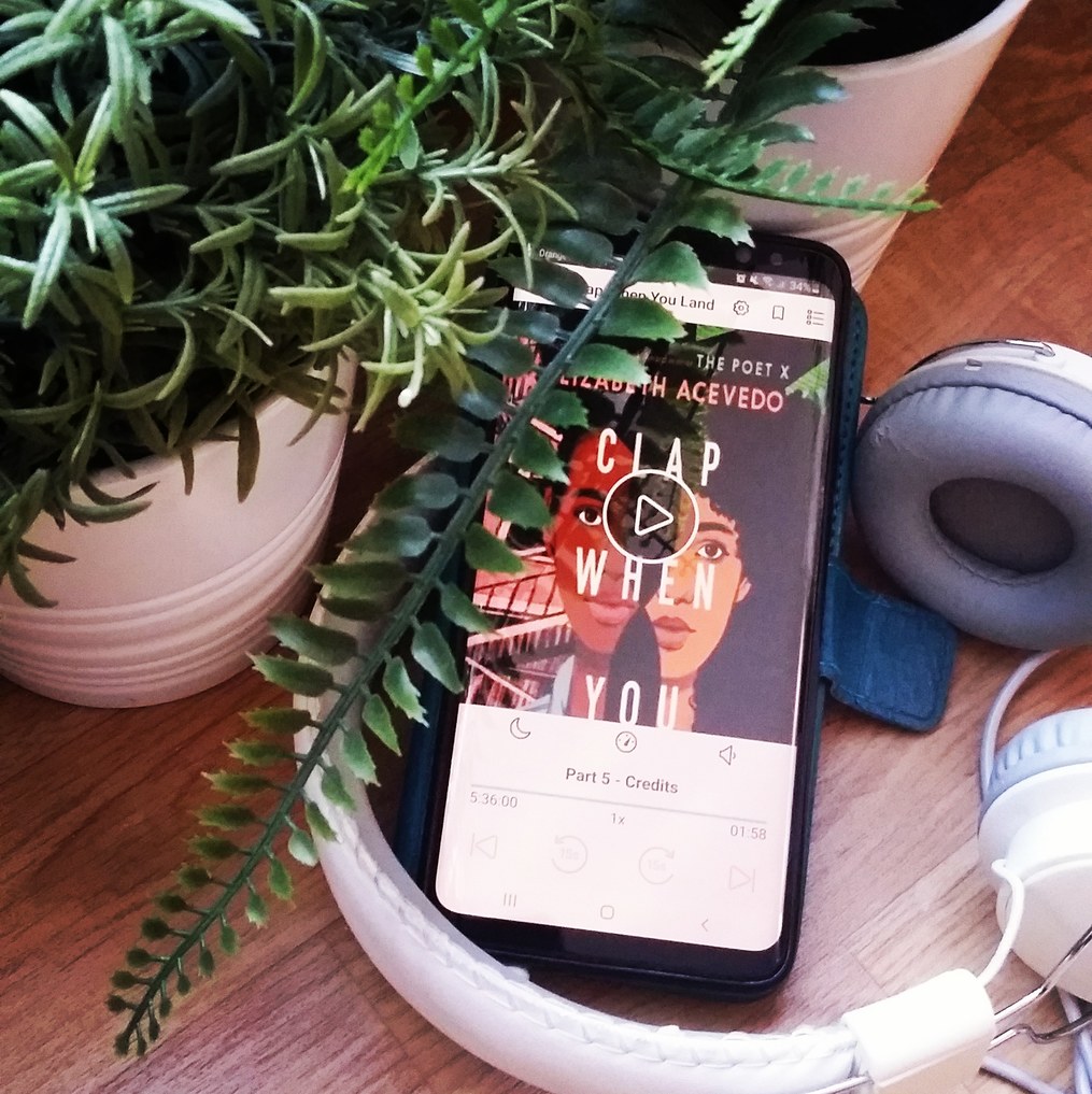 Audiobook-on-my-smartphone-example-Clap-When-You-Land-bookstagram-for-authors-susan-shiney-bookstagram-ideas