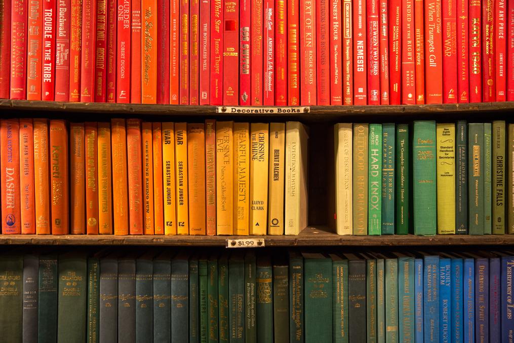 Organizing-books-by-color--bookshelves-Creative-Bookshelf-Decorating-Ideas-susan-shiney-