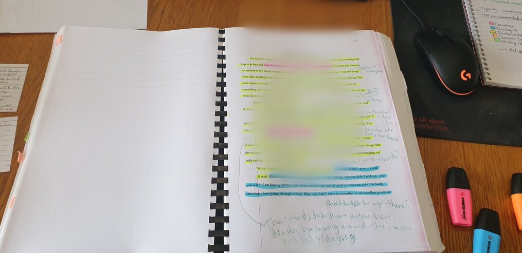 Color-coded-page-with-notes-lineediting-my-step-by-step-process-susan-shiney-how-to-motivate-yourself
