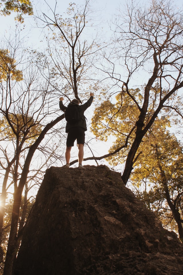 Winner-man-on-a-rock-with-hands-in-the-air-reasons-to-apply-to-Author-mentor-match-process-mentee-susan-shiney-joyful-unsplash